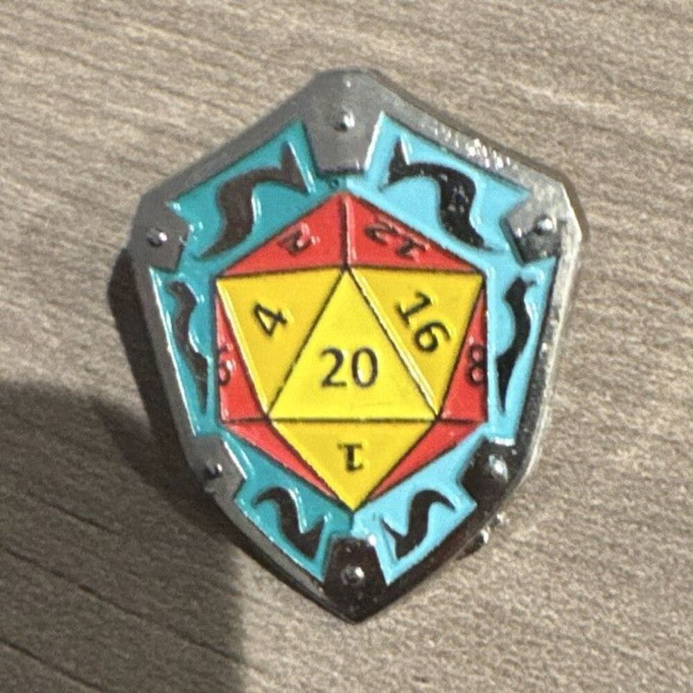 Loot Crate Dungeons & Dragons D20 Shield Enamel Lapel Pin Multicolor 2016